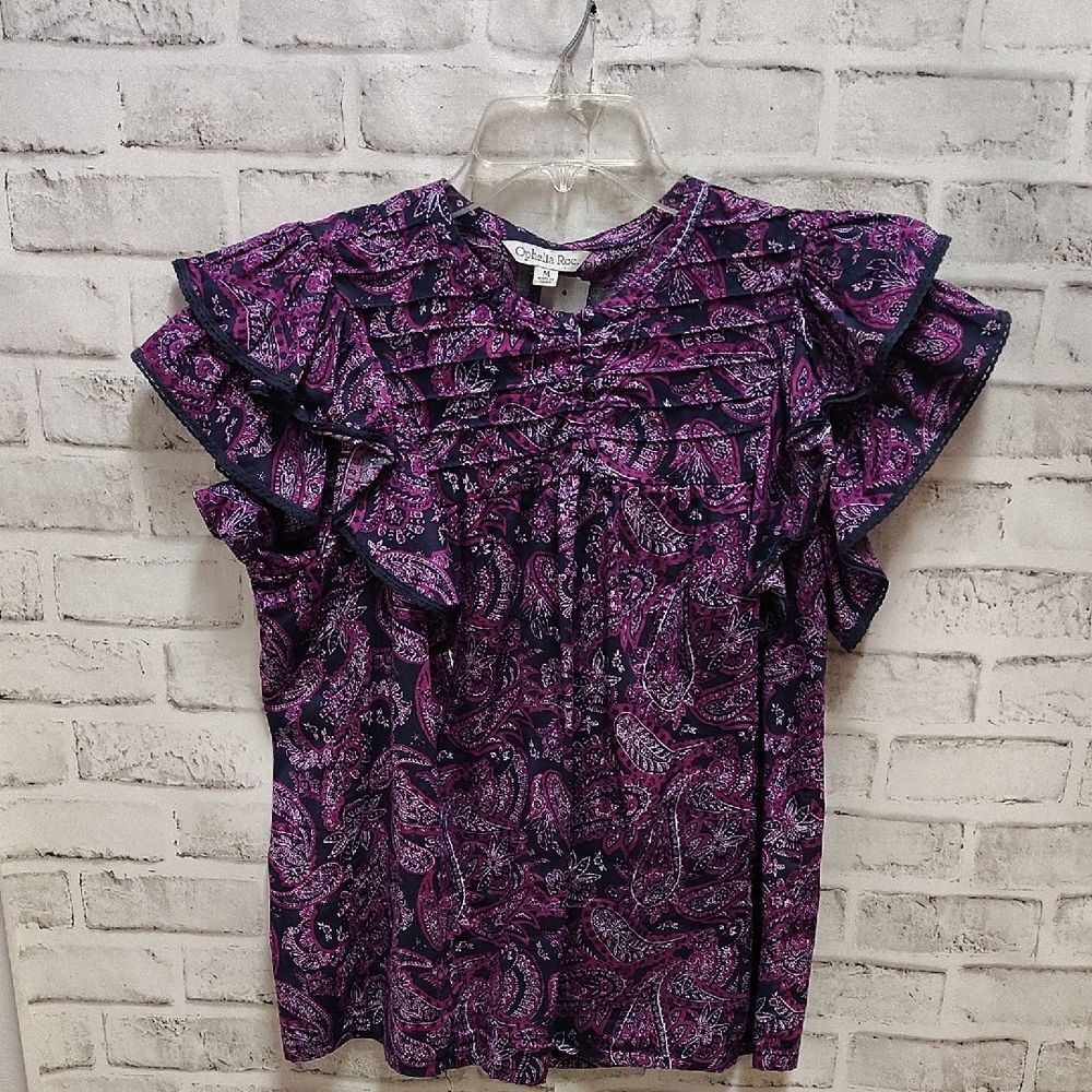 Ophelia & Co. Purple Ruffled Bib Collar Blouse